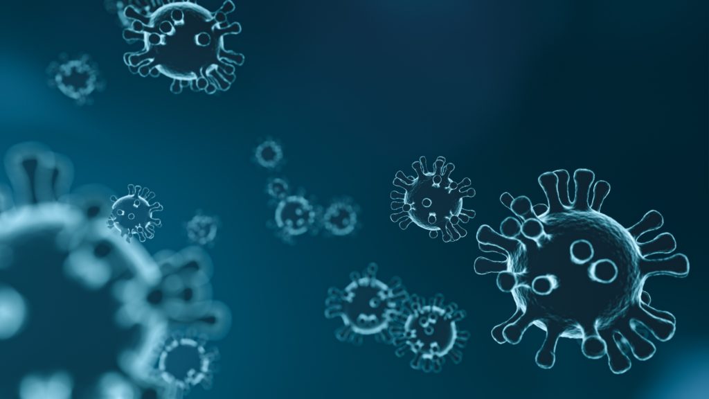 Computergenerierte Grafik von Coronaviren
