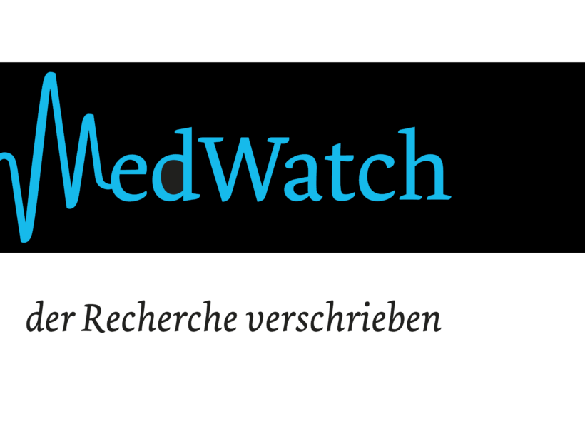 Logo MedWatch. Das M erinnert an ein Kardiogramm.